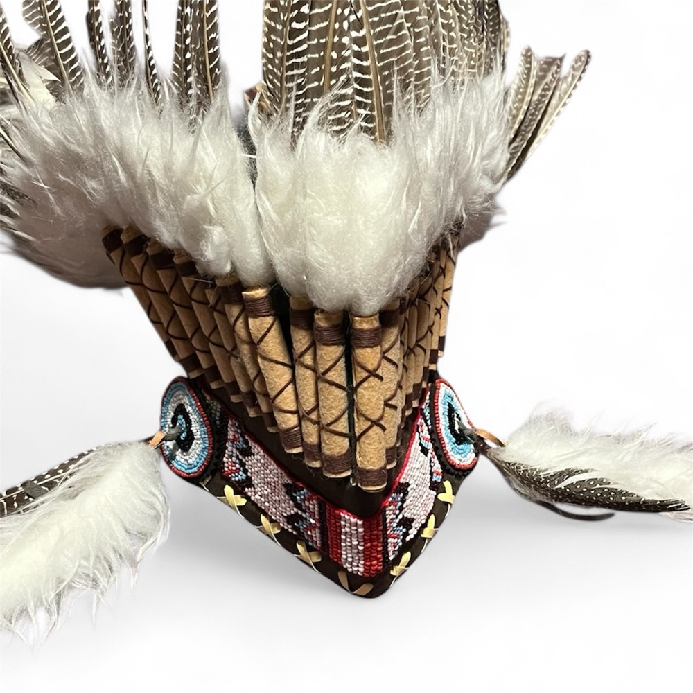 Feathered Tribal Headpiece with Beaded Accents